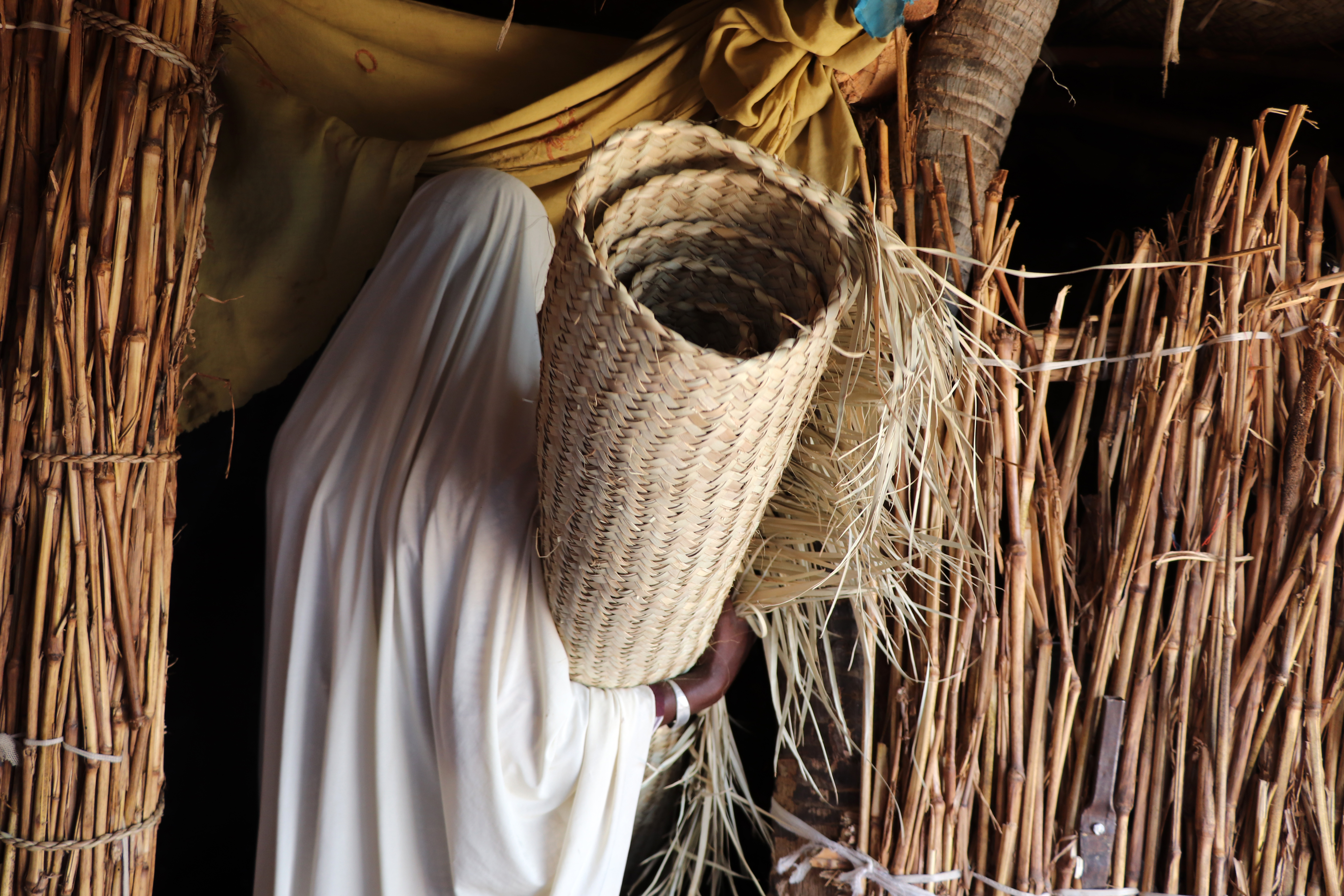 Femme de dos avec un panier