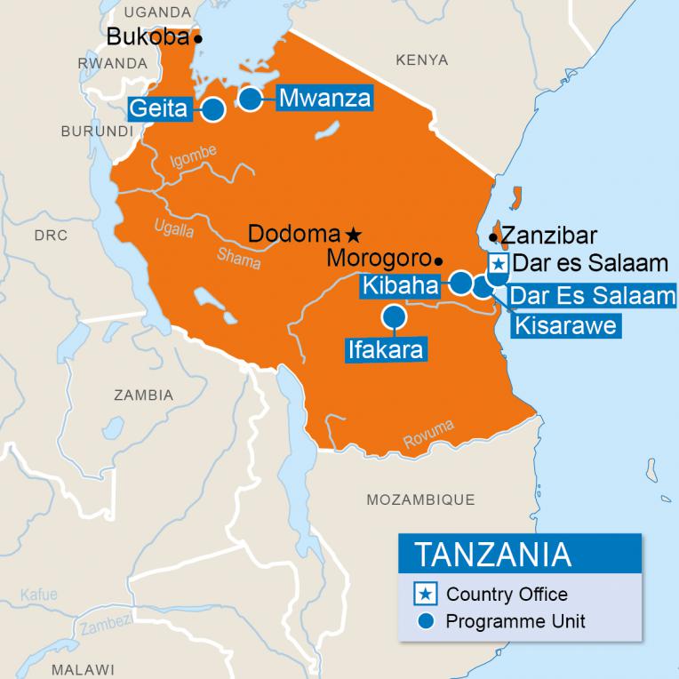 Carte d'intervention en Tanzanie